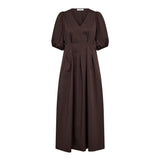 PoppyCC Pleat Dress - Dark Brown