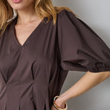 PoppyCC Pleat Dress - Dark Brown