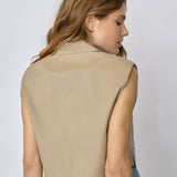 LeilaCC Linen Crop Vest - Bisquit