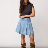 TillyCC Pocket Ple Mini Skirt - Fade Denim