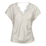 IdunCC Lace SS Blouse - Off white