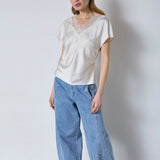 IdunCC Lace SS Blouse - Off white