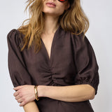 HeraCC SS Puff Dress - Dark Brown