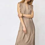 HeraCC Frill SS V-Dress - Walnut