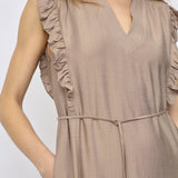 HeraCC Frill SS V-Dress - Walnut