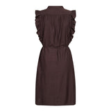 HeraCC Frill SS Crop V-Dress - Dark Brown