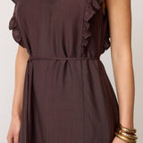 HeraCC Frill SS Crop V-Dress - Dark Brown