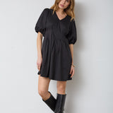 PoppyCC Pleat Crop Dress - Black