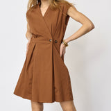 ElaraCC Crop Wrap SS Dress - Suntan