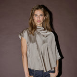 IdunCC Cape SS Blouse - Walnut