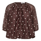 DitaCC Dot Balloon Blouse - Dark Brown