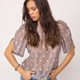 DitaCC Dot SS Blouse - Mink