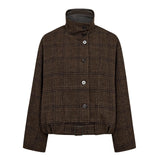 OlvaCC Check Balloon Jacket - Dark Brown