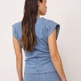 AntoCC Denim Pleat Top - Light Denim