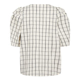 BisoCC Check SS V-Blouse - Off-White