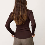 ClaireCC Grandad LS Blouse - Dark Brown
