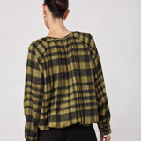 KyelCC Check Balloon Blouse - Army