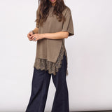 LarsonCC Mix Lace Tee - Olive