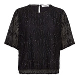 EricaCC Stone Lace SS Blouse - Black