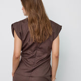 SinaCC Pin Pleat Top - Dark Brown