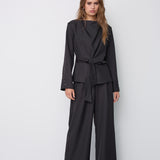 LunaCC Pleat Tie Blouse - Black