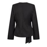 LunaCC Pleat Tie Blouse - Black
