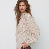 DalmaCC Asym Button Blouse - Bison