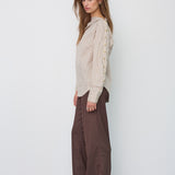 DalmaCC Asym Button Blouse - Bison