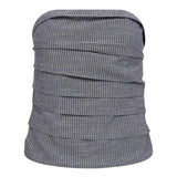 JihoCC Stripe Tube Top - Navy