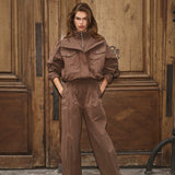 AlinaCC Double Funnel Neck Jacket - Brown