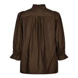 AilaCC Frill SS V - Blouse - Mocca - Co'couture