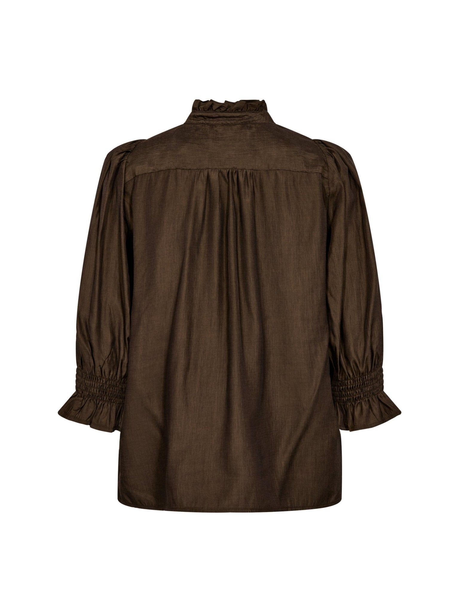 AilaCC Frill SS V - Blouse - Mocca - Co'couture