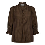AilaCC Frill SS V - Blouse - Mocca - Co'couture