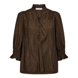 AilaCC Frill SS V - Blouse - Mocca - Co'couture