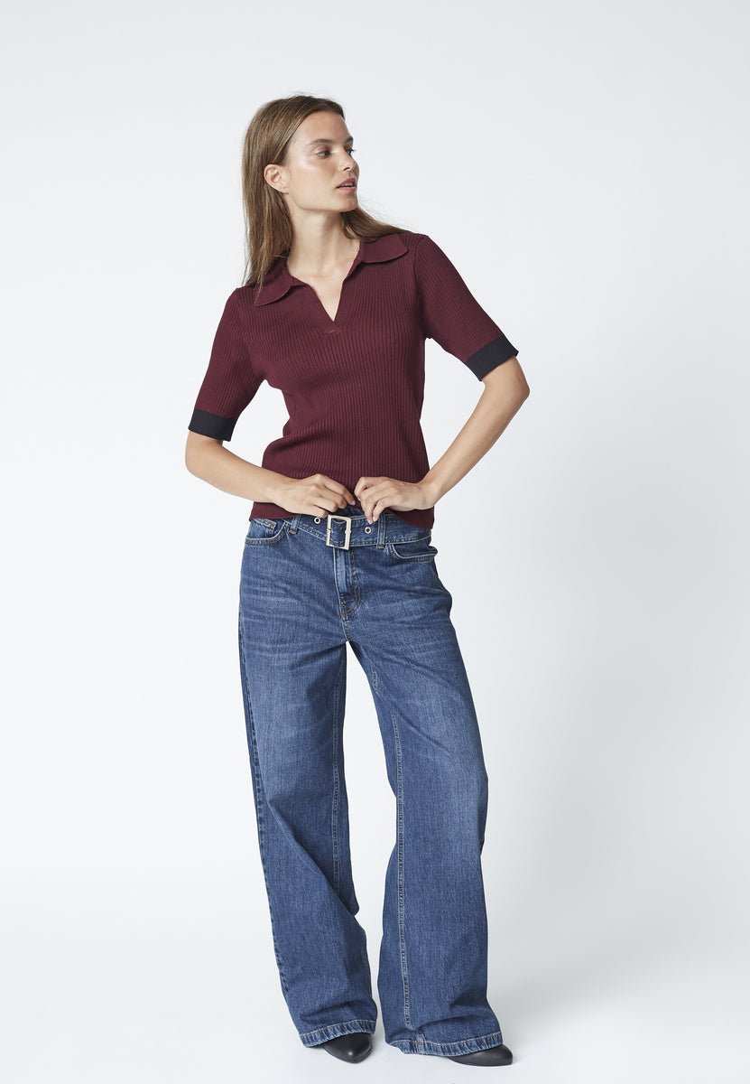 BonnyCC Polo SS Knit - Winered - Co'couture