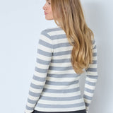 BonnyCC Stripe L/S Polo Knit - Light Grey - Co'couture