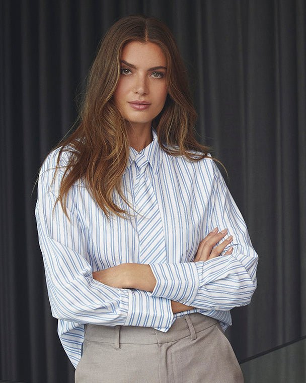 DevinCC Stripe Tie Shirt - Blue - Co'couture