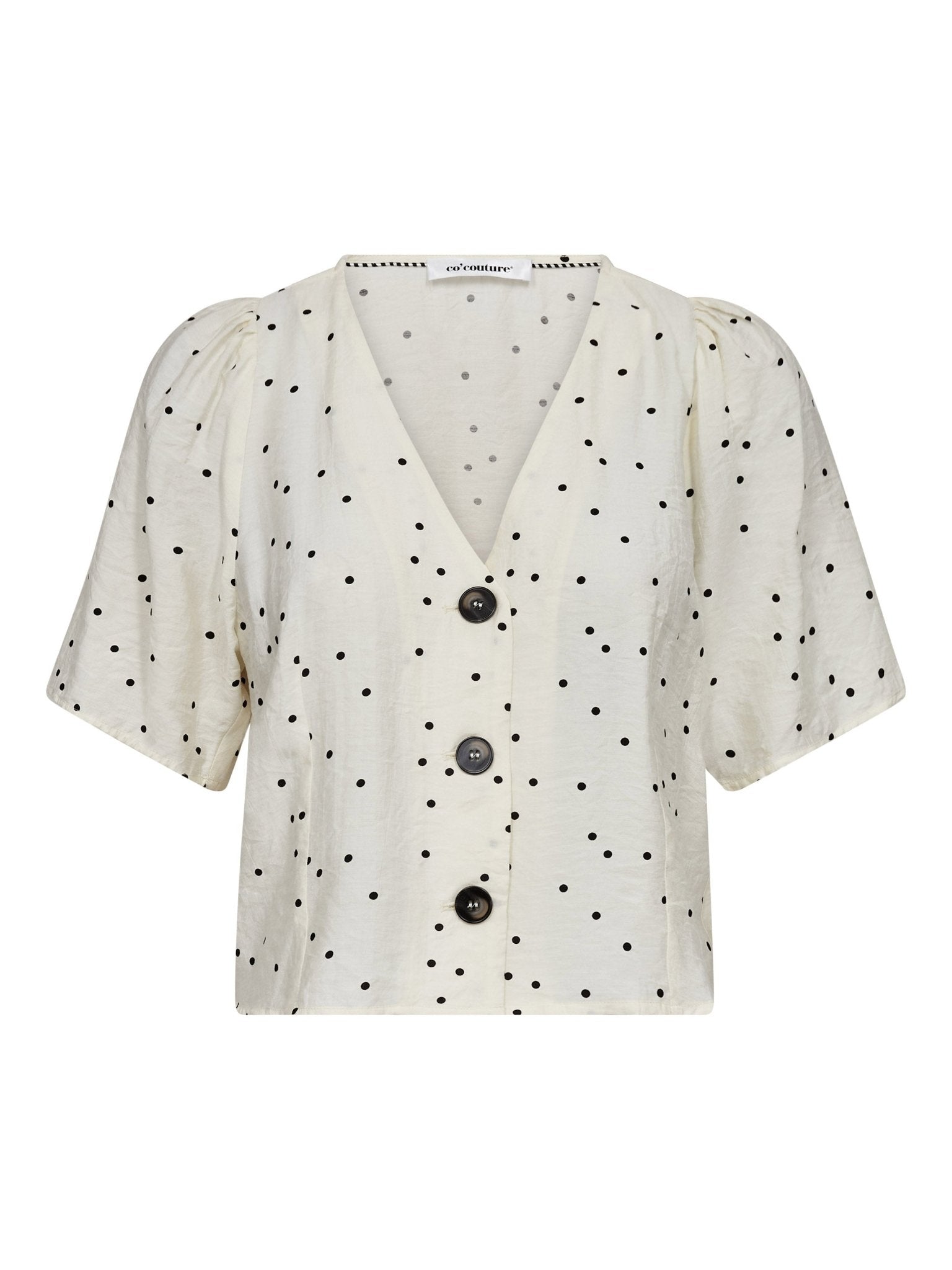 DiemCC Dot SS V - Shirt - OffWhite - Black - Co'couture