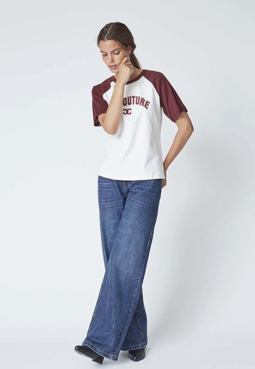 EdgeCC Block Tee - OffWhite WineRed - Co'couture