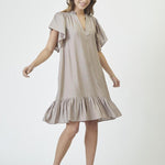 HeraCC Crop SS Frill Dress - Walnut - Co'couture