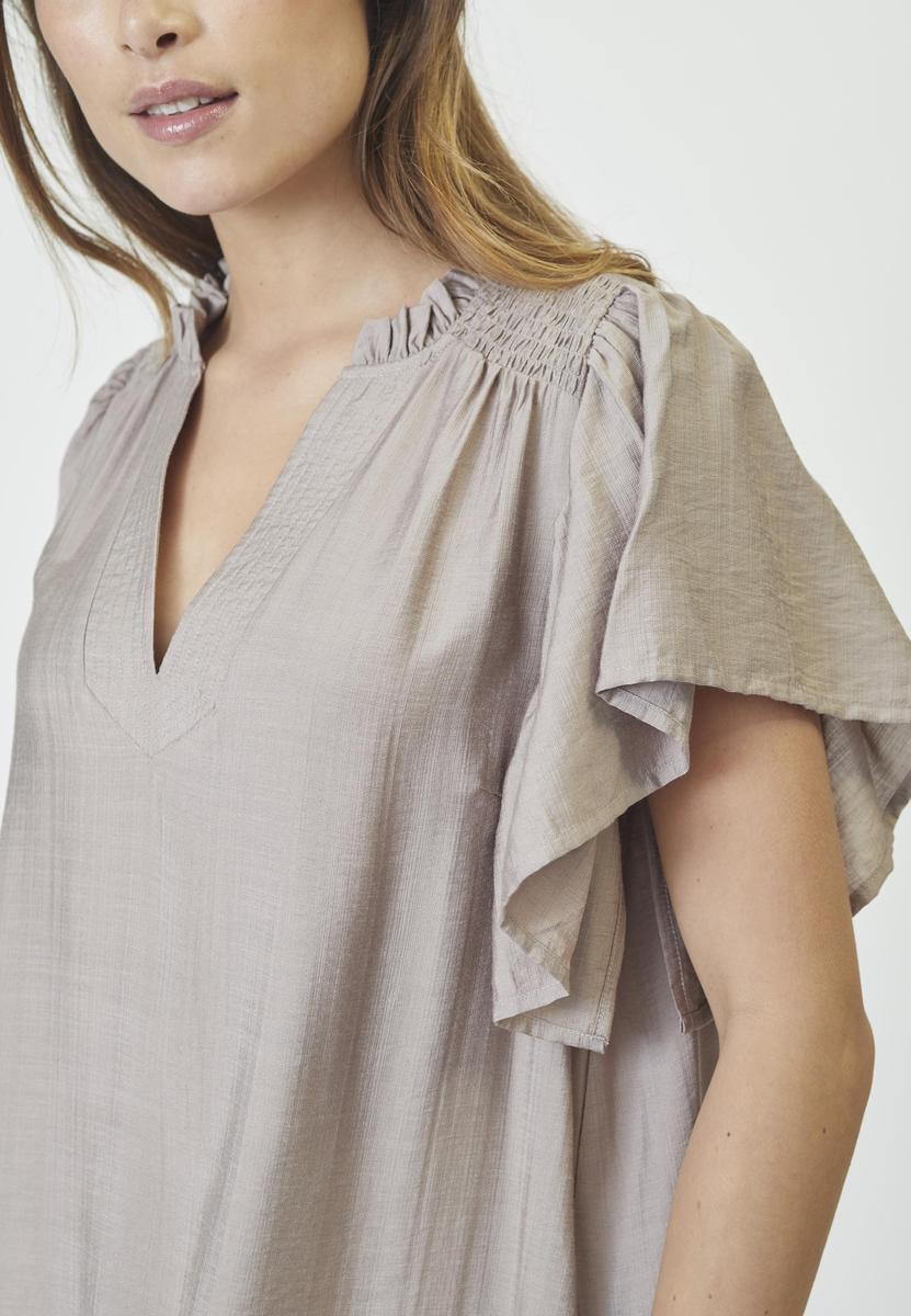 HeraCC Crop SS Frill Dress - Walnut - Co'couture