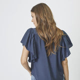 HeraCC SS Frill Top - Ink - Co'couture