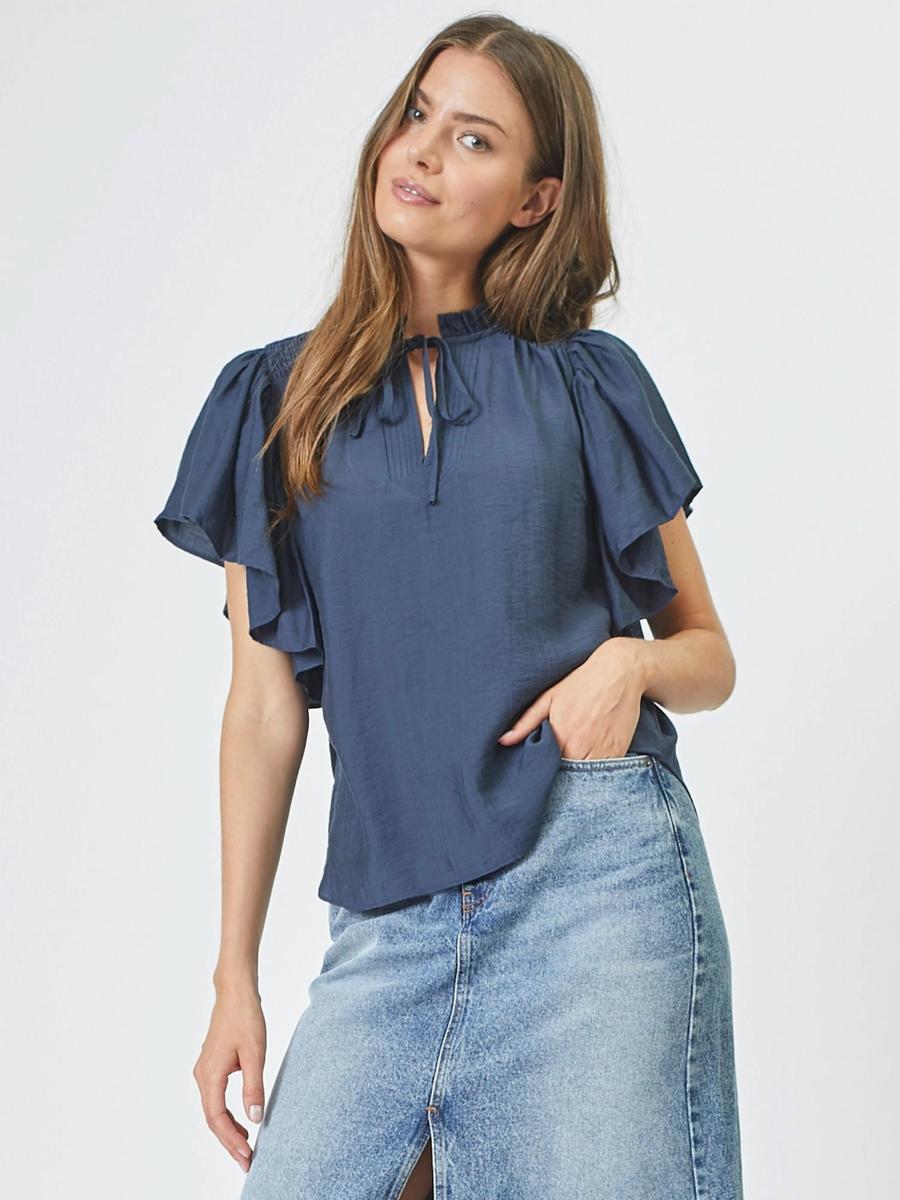 HeraCC SS Frill Top - Ink - Co'couture