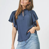 HeraCC SS Frill Top - Ink - Co'couture
