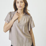 HeraCC SS Frill Top - Walnut - Co'couture
