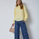 KesiCC Drape Sleeve Blouse - PaleYellow - Co'couture