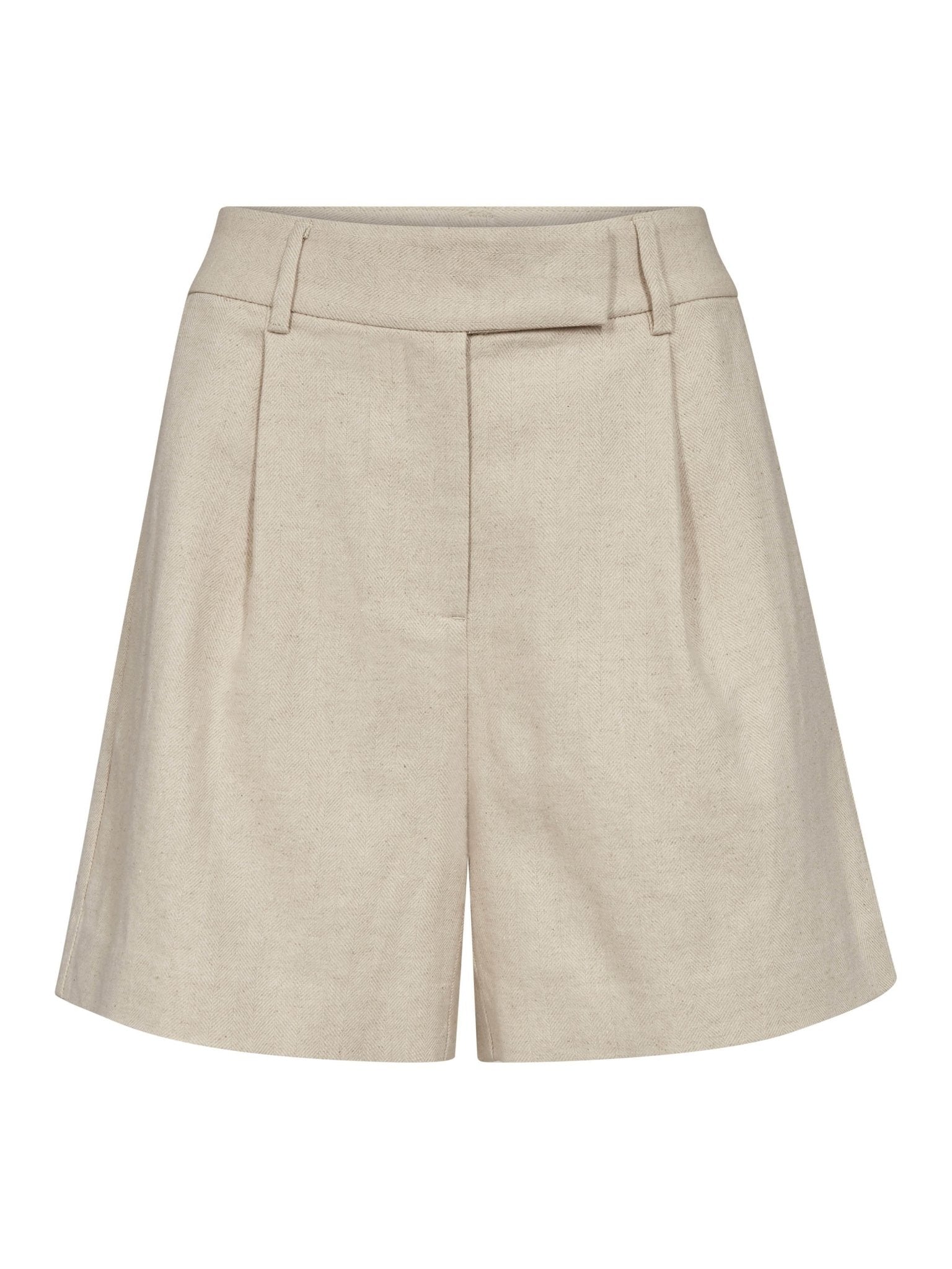 LeenaCC Linen Pleat Shorts - Bone - Co'couture