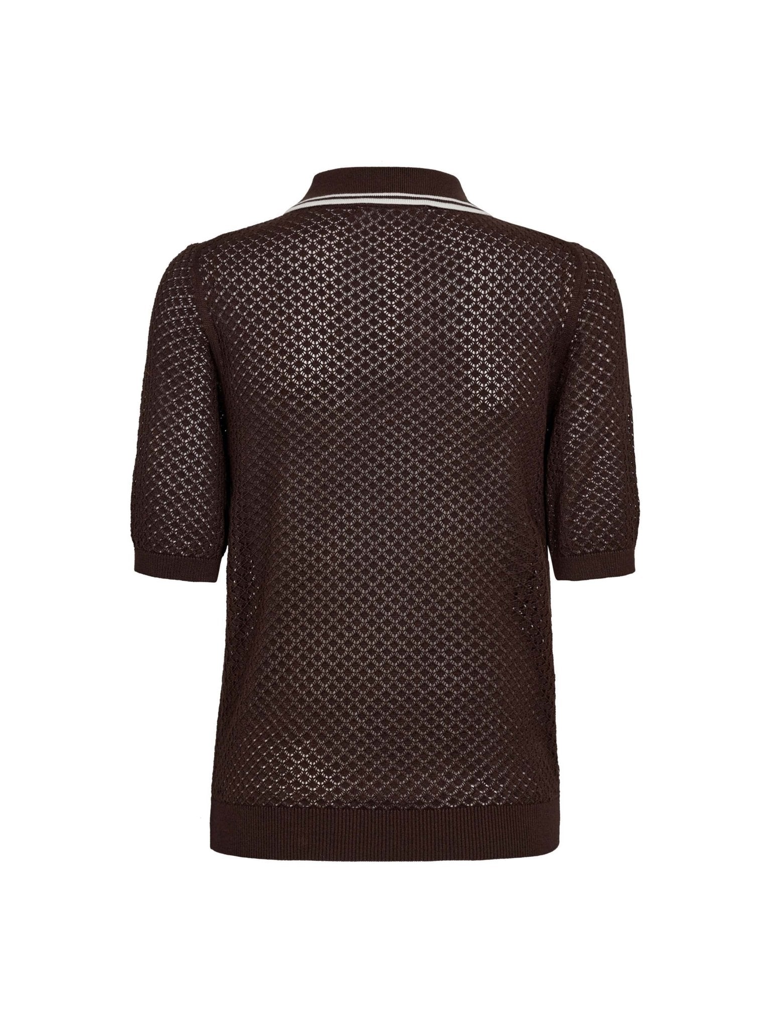 LueCC Pointelle Polo Knit - Dark Brown - Co'couture