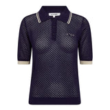 LueCC Pointelle Polo Knit - Navy - Co'couture