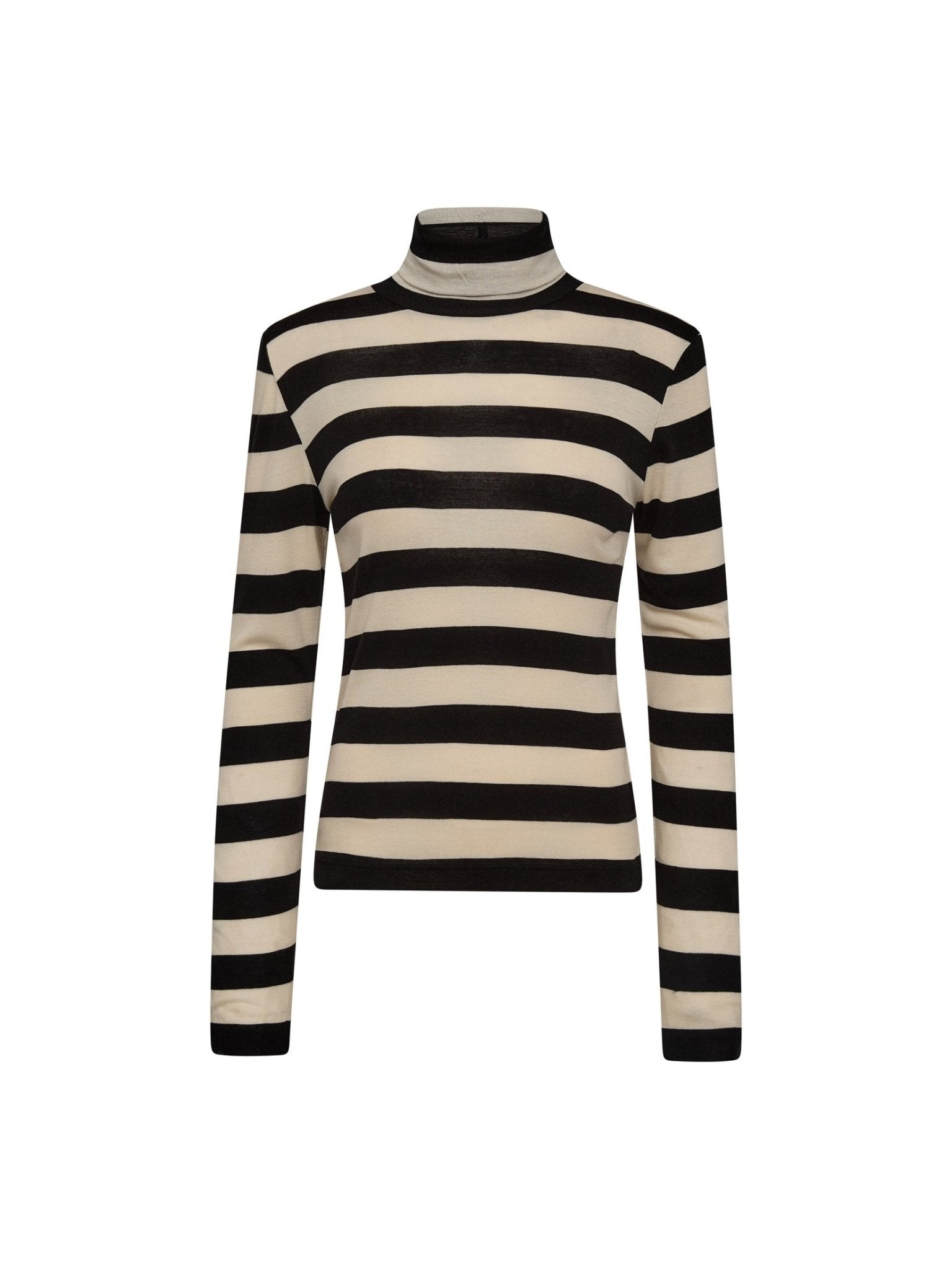 MasonCC Stripe RollNeck Blouse - BoneBlack - Co'couture
